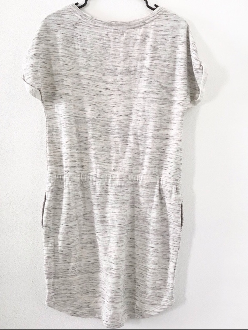 Soft Heathered Knit Drawstring Mini Dress - Light Gray - Picture 2 of 2